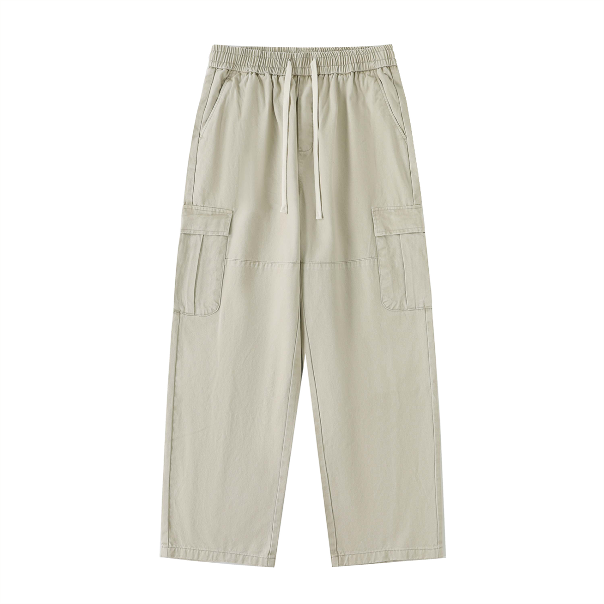Drawstring Waist Straight-Leg Cargo Pants