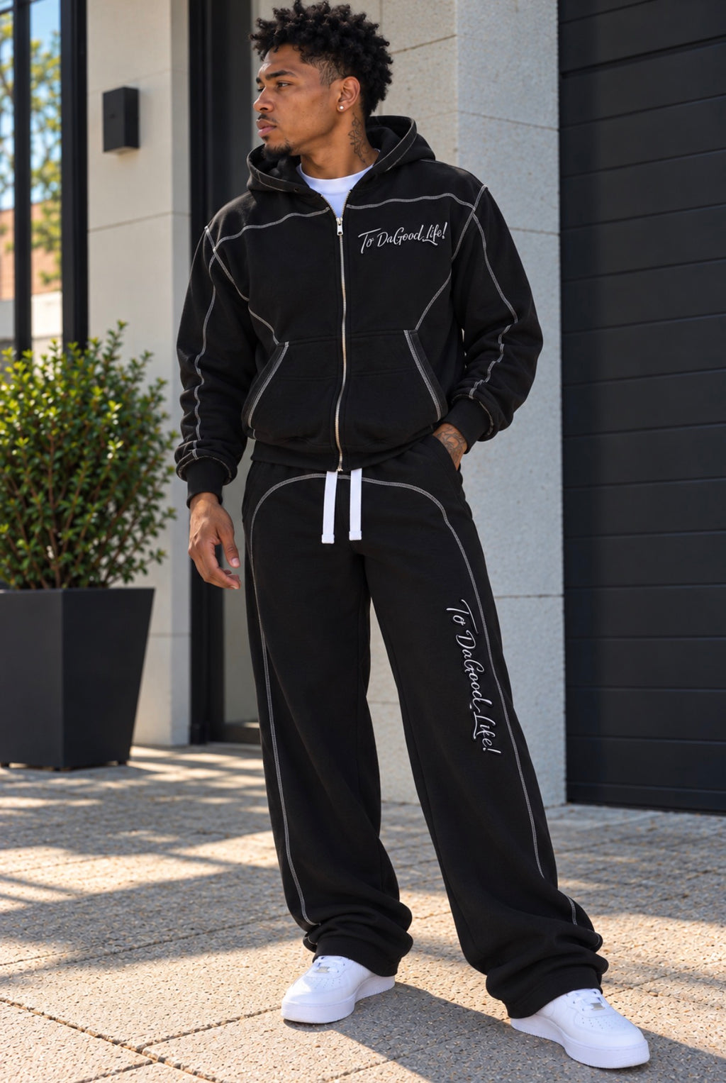 Smeristik To Da Good Life Contrast-Stitch Sweatpants Unisex