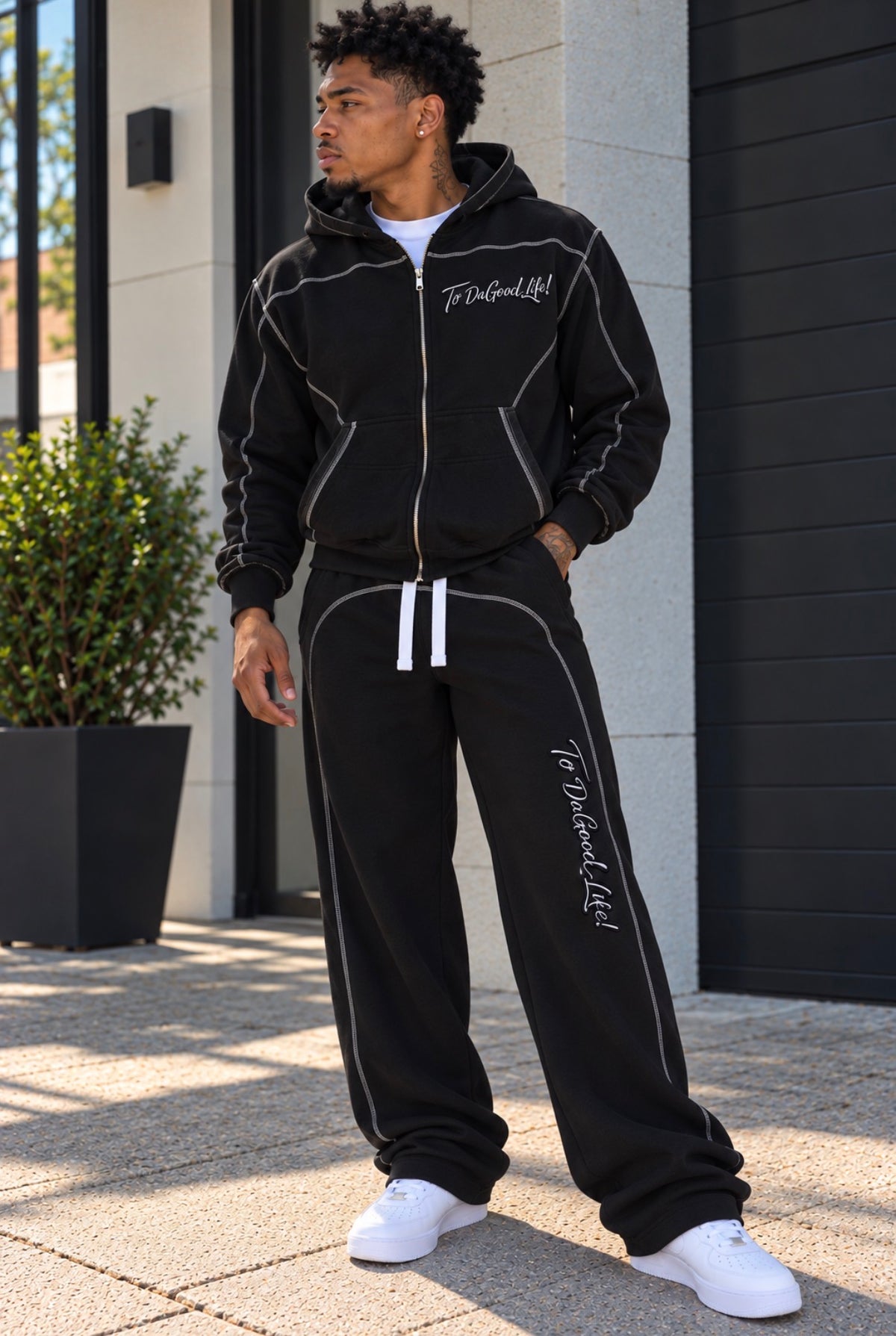 Smeristik To Da Good Life Contrast-Stitch Sweatpants Unisex