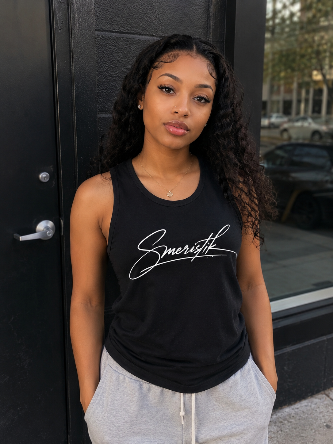 Smeristik Signature Unisex White Print Tank Top