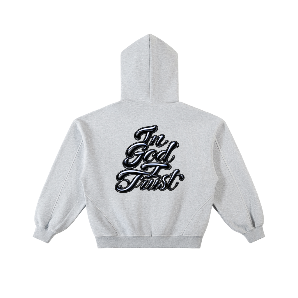 Smeristik In God I Trust Contrast-Stitch Zip Hoodie Unisex