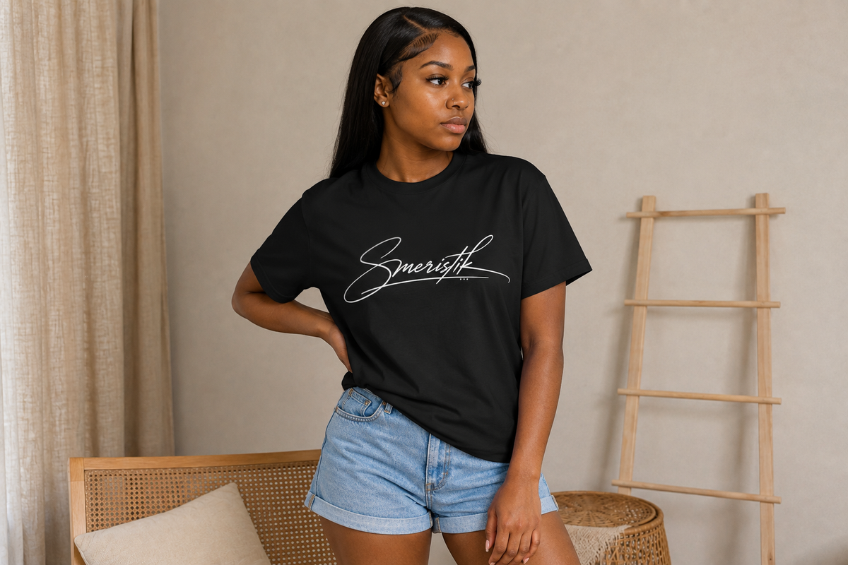 Smeristik Signature Unisex White Print Tee