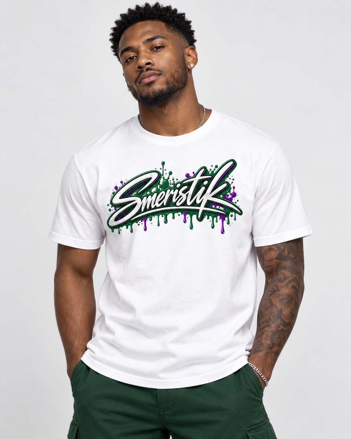 Smeristik Green & Purple Drip Graphic Tee