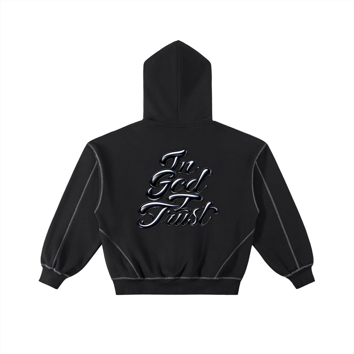 Smeristik In God I Trust Contrast-Stitch Zip Hoodie Unisex